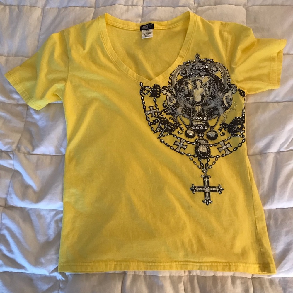 Deep V-neck “rocker” tee